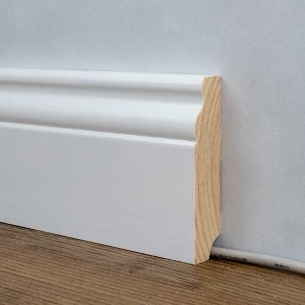 PROVISTON Plinths Profilé berlinois 19 x 80 x 2500 mm Massivt trä Vitfuru täckande Hambourgeoise plint 1 stycke