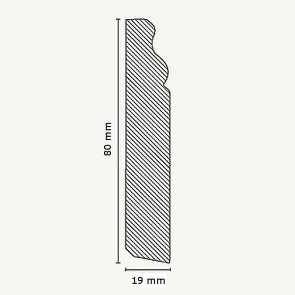 PROVISTON Plinths Profilé berlinois 19 x 80 x 2500 mm Massivt trä Vitfuru täckande Hambourgeoise plint 1 stycke