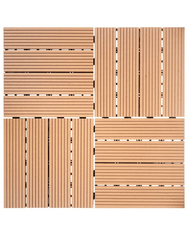 Terrassefliser Lysebrun Komposit 30 x 30 cm Gulvfliser til Altan Klik Fliser Udendørs Trælook Altanfliser