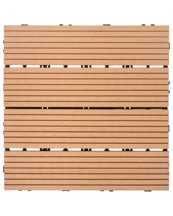 Terrassefliser Lysebrun Komposit 30 x 30 cm Gulvfliser til Altan Klik Fliser Udendørs Trælook Altanfliser