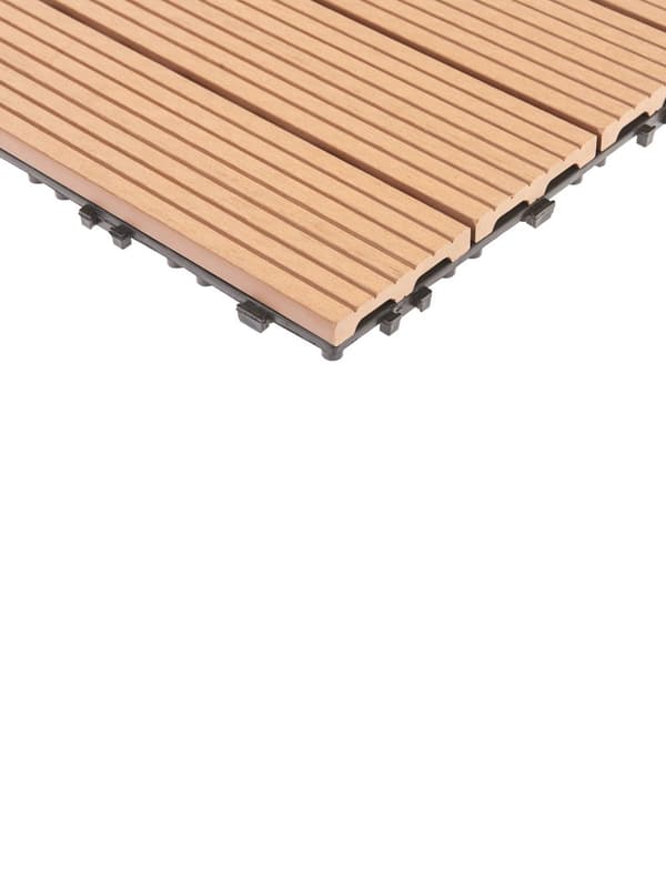 Terrassefliser Lysebrun Komposit 30 x 30 cm Gulvfliser til Altan Klik Fliser Udendørs Trælook Altanfliser
