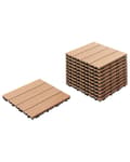 Miniatyrbillede 1 af 11: Terrassefliser Lysebrun Komposit 30 x 30 cm Gulvfliser til Altan Klik Fliser Udendørs Trælook Altanfliser
