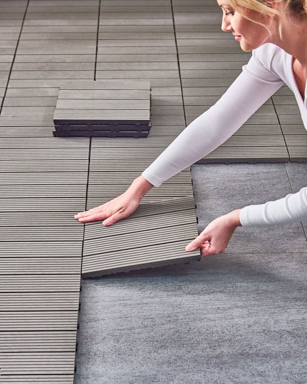 Terrassefliser Grå Komposit 30 x 30 cm Gulvfliser til Altan Klik Fliser Udendørs Altanfliser
