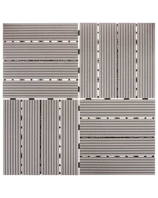 Terrassefliser Grå Komposit 30 x 30 cm Gulvfliser til Altan Klik Fliser Udendørs Altanfliser