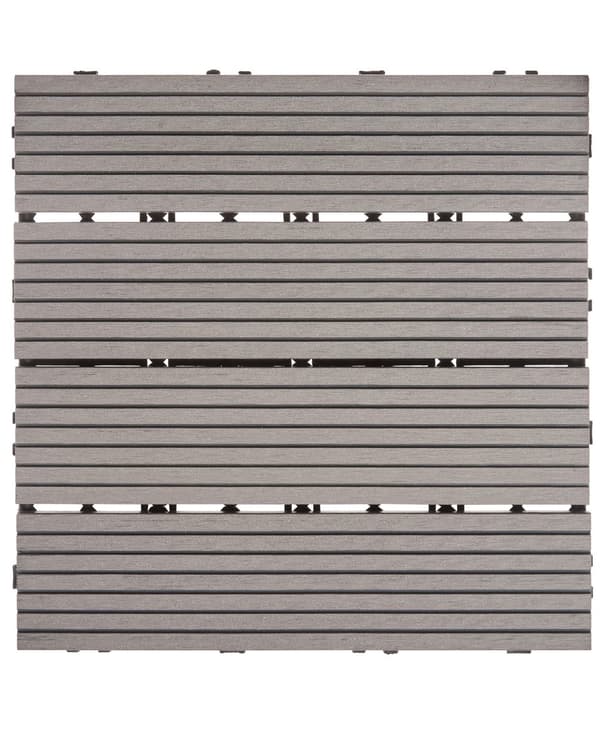 Terrassefliser Grå Komposit 30 x 30 cm Gulvfliser til Altan Klik Fliser Udendørs Altanfliser