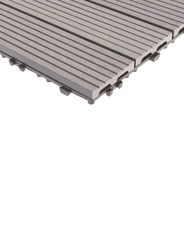 Terrassefliser Grå Komposit 30 x 30 cm Gulvfliser til Altan Klik Fliser Udendørs Altanfliser