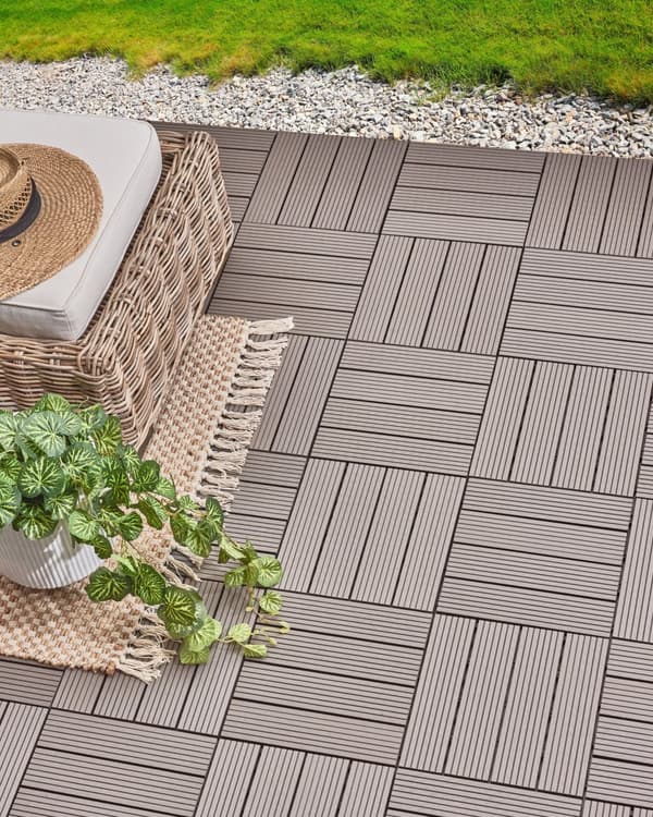 Terrassefliser Grå Komposit 30 x 30 cm Gulvfliser til Altan Klik Fliser Udendørs Altanfliser