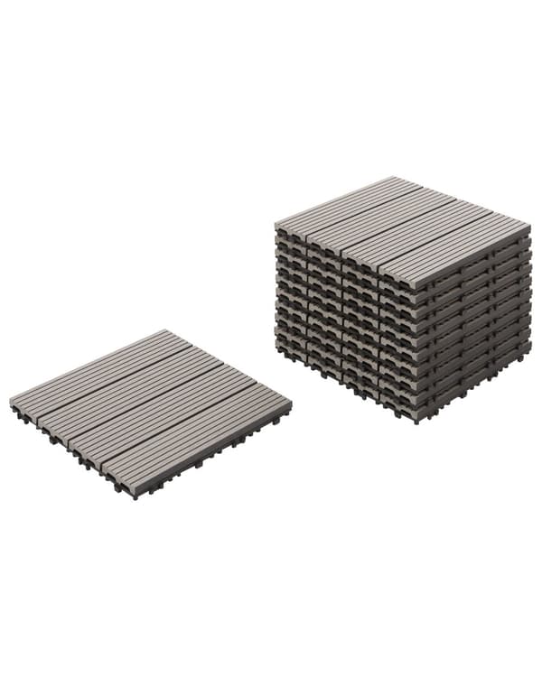 Terrassefliser Grå Komposit 30 x 30 cm Gulvfliser til Altan Klik Fliser Udendørs Altanfliser