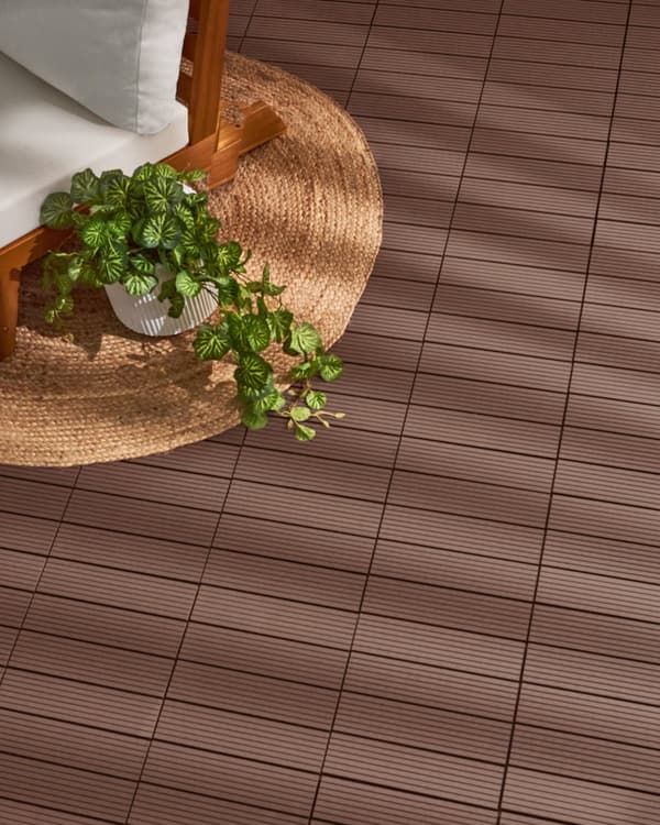 Terrassefliser Brun Komposit 30 x 30 cm Gulvfliser til Altan Klik Fliser Udendørs Trælook Altanfliser