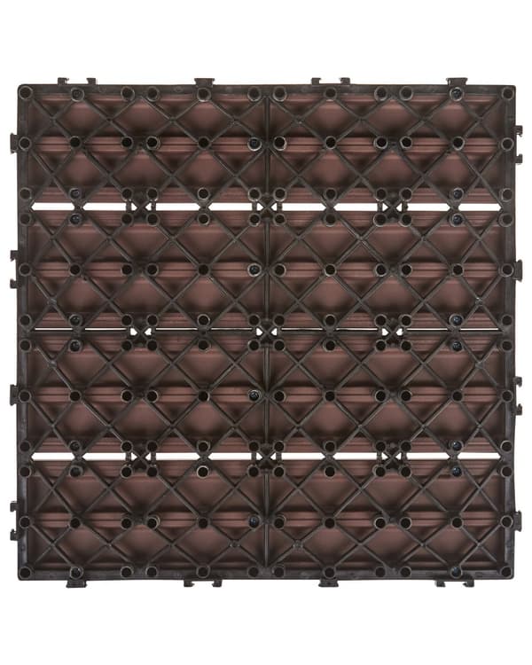 Terrassefliser Brun Komposit 30 x 30 cm Gulvfliser til Altan Klik Fliser Udendørs Trælook Altanfliser