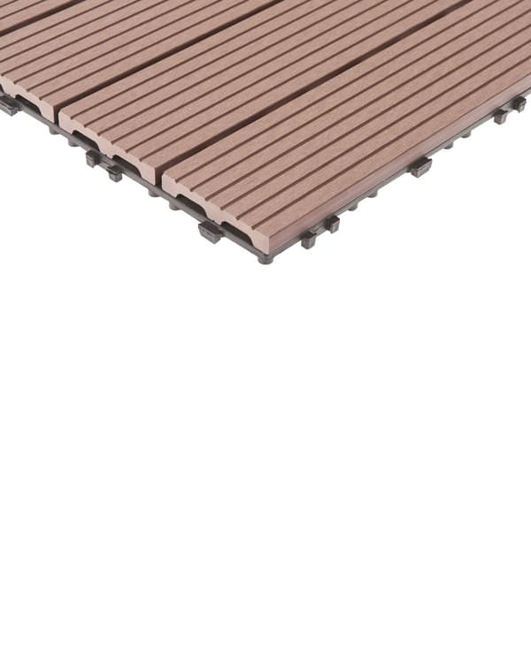 Terrassefliser Brun Komposit 30 x 30 cm Gulvfliser til Altan Klik Fliser Udendørs Trælook Altanfliser