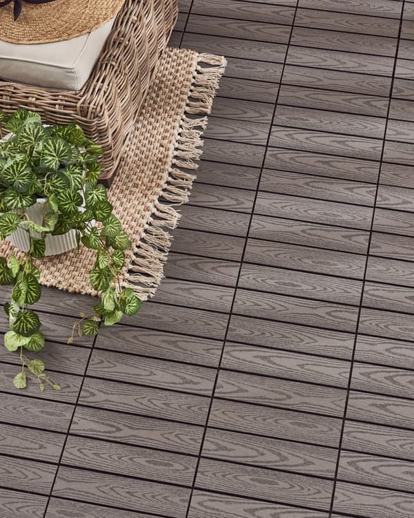 Terrassefliser Grå Komposit 30 x 30 cm Gulvfliser til Altan Klik Fliser Udendørs Trælook Altanfliser
