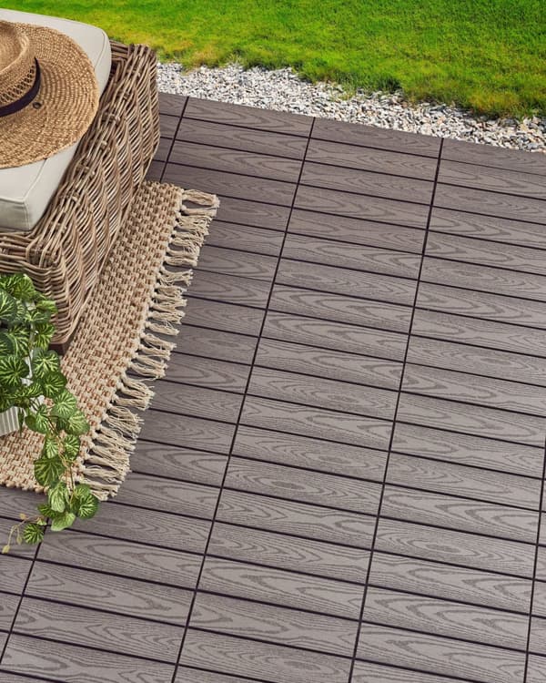 Terrassefliser Grå Komposit 30 x 30 cm Gulvfliser til Altan Klik Fliser Udendørs Trælook Altanfliser