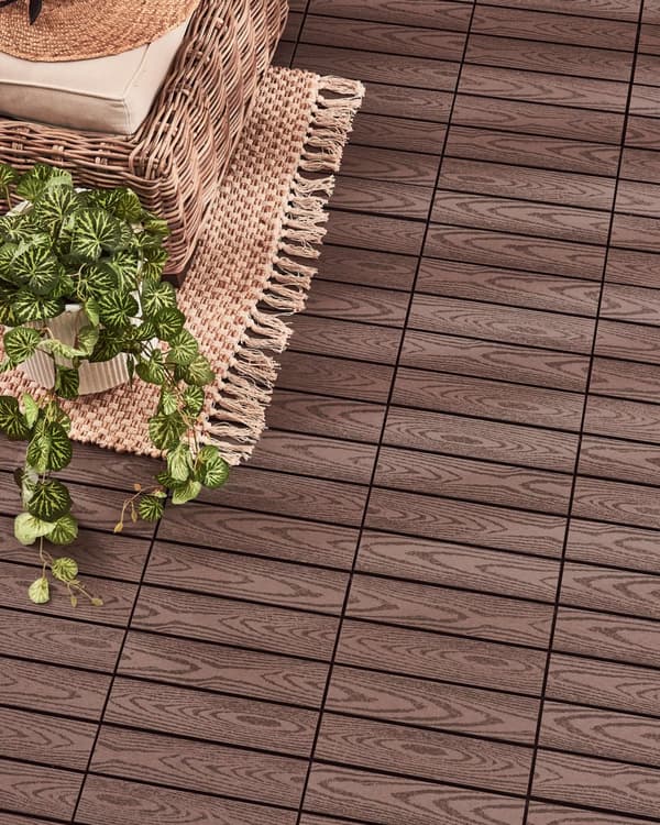 Terrassefliser Brun Komposit 30 x 30 cm Gulvfliser til Altan Klik Fliser Udendørs Trælook Altanfliser