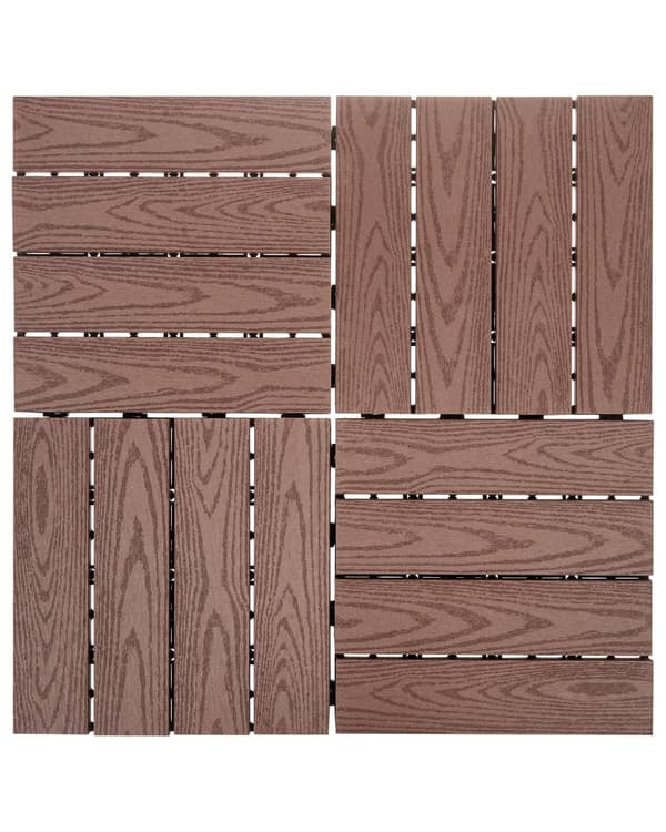 Terrassefliser Brun Komposit 30 x 30 cm Gulvfliser til Altan Klik Fliser Udendørs Trælook Altanfliser