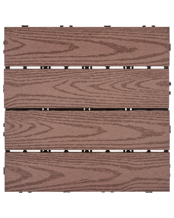 Terrassefliser Brun Komposit 30 x 30 cm Gulvfliser til Altan Klik Fliser Udendørs Trælook Altanfliser