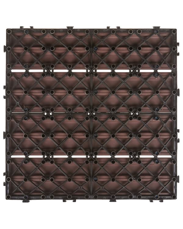 Terrassefliser Brun Komposit 30 x 30 cm Gulvfliser til Altan Klik Fliser Udendørs Trælook Altanfliser