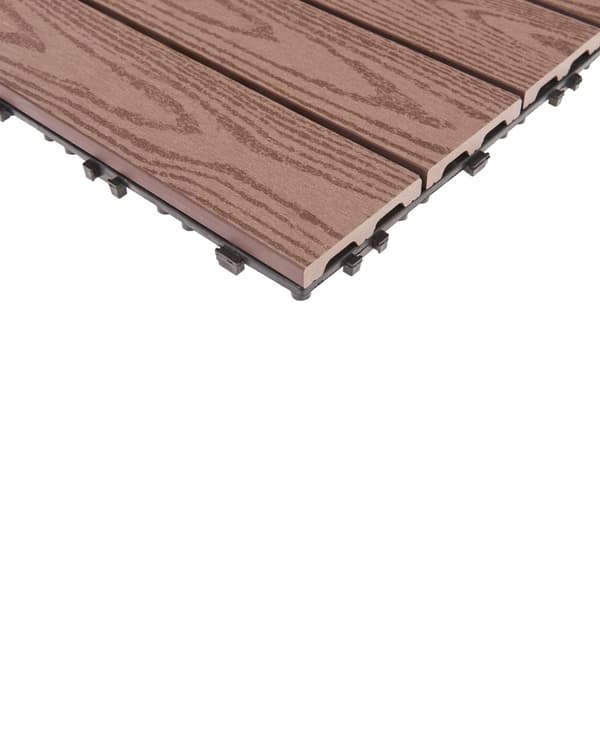 Terrassefliser Brun Komposit 30 x 30 cm Gulvfliser til Altan Klik Fliser Udendørs Trælook Altanfliser