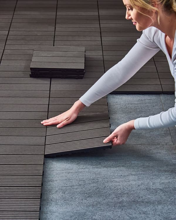 Terrassefliser Grå Komposit 30 x 30 cm Gulvfliser til Altan Klik Fliser Udendørs Altanfliser