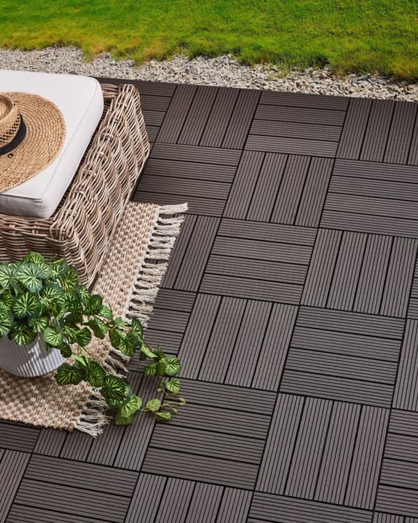 Terrassefliser Grå Komposit 30 x 30 cm Gulvfliser til Altan Klik Fliser Udendørs Altanfliser