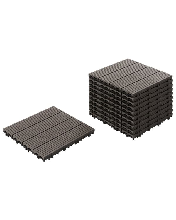 Terrassefliser Grå Komposit 30 x 30 cm Gulvfliser til Altan Klik Fliser Udendørs Altanfliser