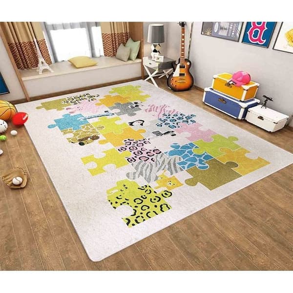 Beige Pussel Barnmatta, Storlek: 120x160