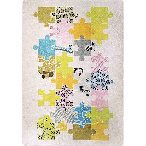 Beige Pussel Barnmatta, Storlek: 120x160