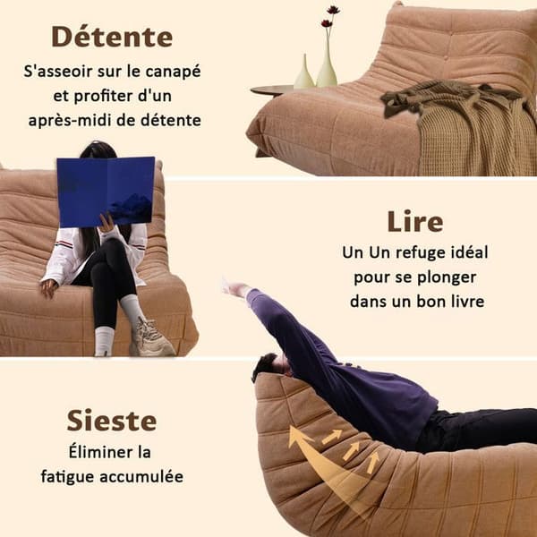 Latare soffa, enkel konvertibel soffa, bekväm enskild soffa för hem, rum &amp; vardagsrum, brun, 103*90*75cm