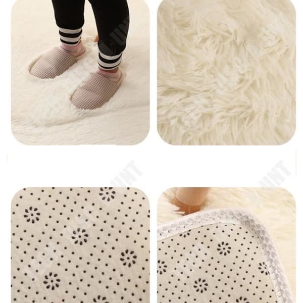 TD® Matta för vardagsrum eller sovrum Imitation av får Antisladdmatta Shaggy -100x160cm - Beige