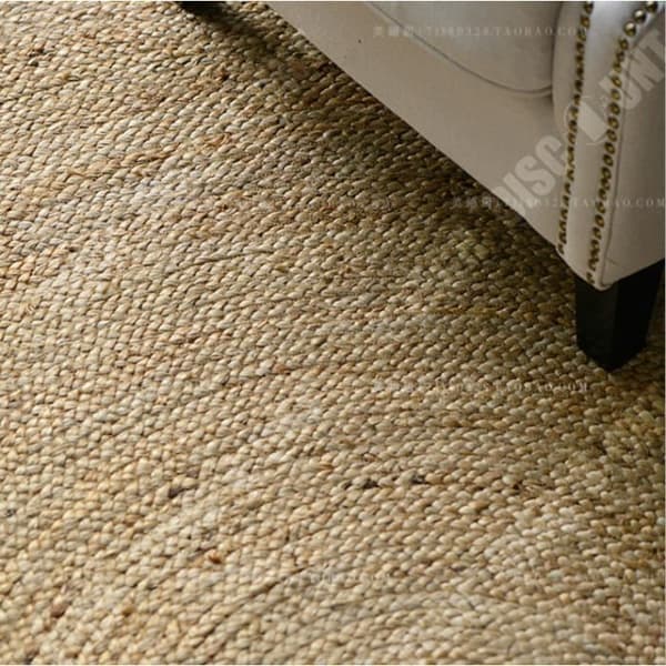 TD® Handgjord Matta Jute Vit och Natur 150cm-MEY2394