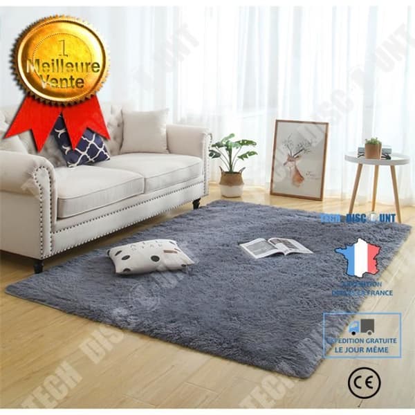 TD® Trendig Vardagsrumsmatta Shaggy Grå Silver 160x230 cm