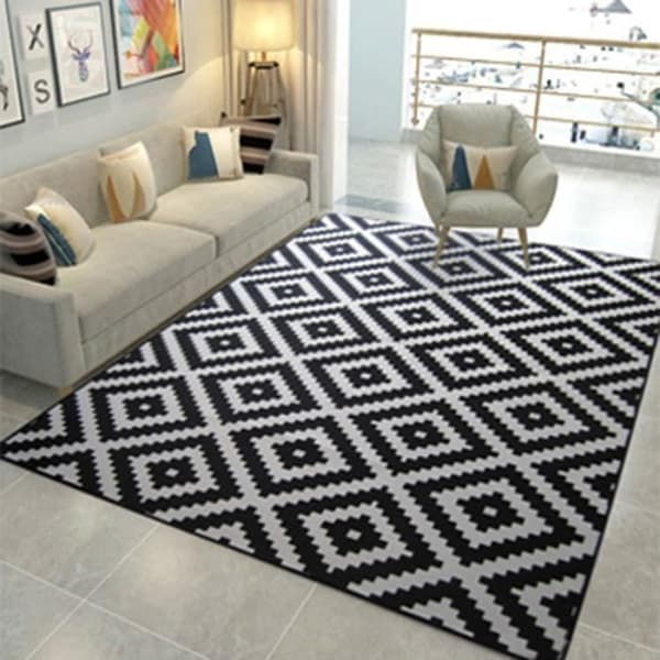 TD® Modern vardagsrumsmatta - 160 x 230 cm - 100 % frisee polypropen - Svart
