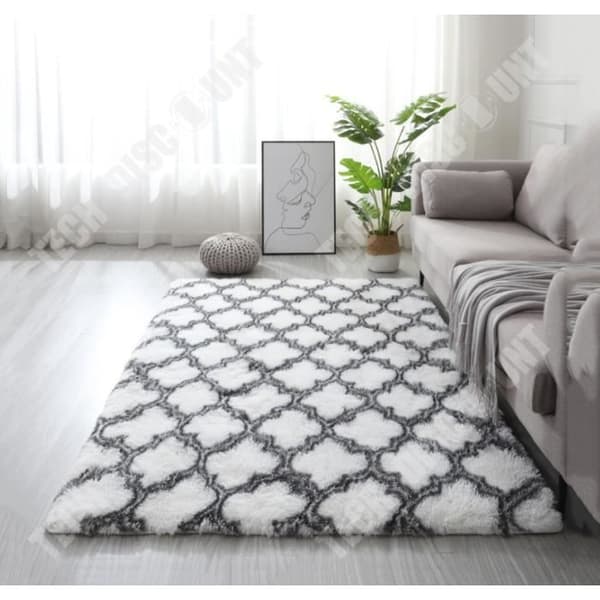 TD® GOGOLOVING Shaggy Living Room Matta 120 x 160 cm i vit kalebassmönster