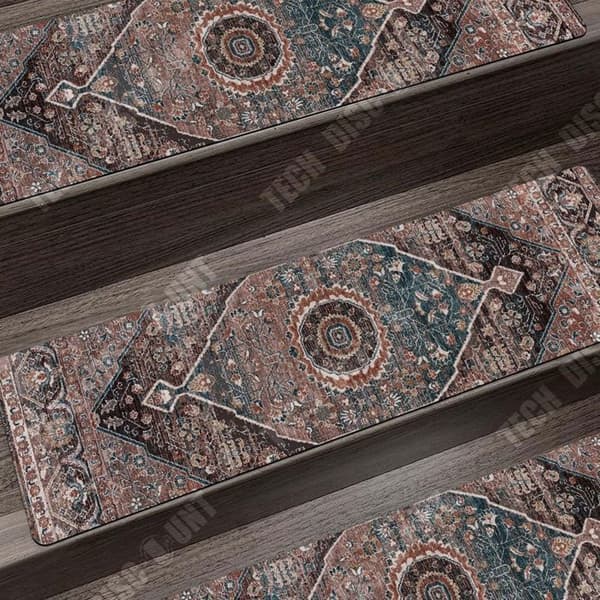 TD® Trappmattor 5 st Klassiskt blommönster med lim 20*75 cm Halkskyddande Trappmattor Äldre Husdjur Brun