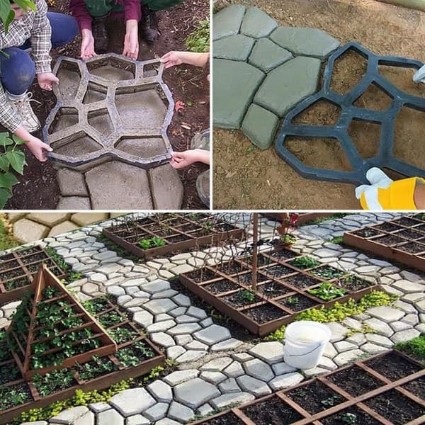 Betongform - YUENFONG - 43 x 43 x 4 cm - 3 delar - Polypropylenplast - Svart
