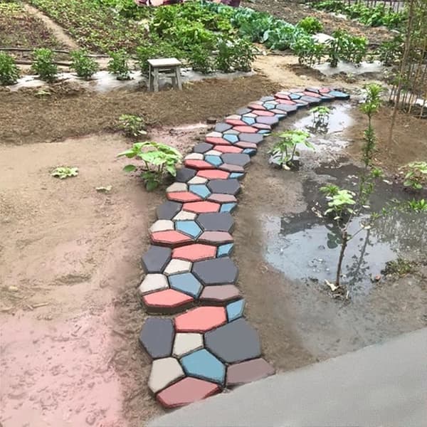 Betongform - YUENFONG - 43 x 43 x 4 cm - 3 delar - Polypropylenplast - Svart