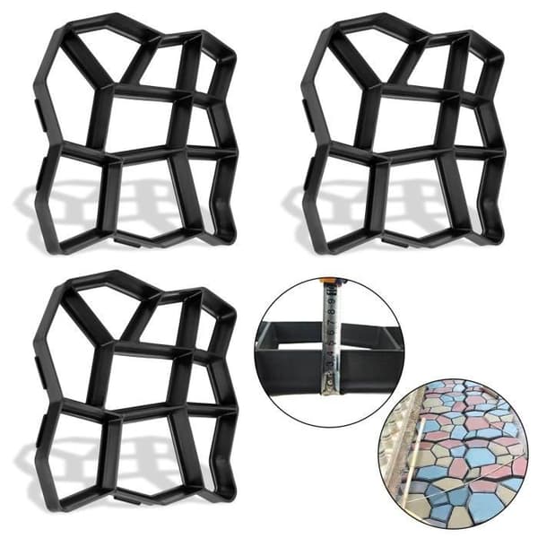 Betongform - YUENFONG - 43 x 43 x 4 cm - 3 delar - Polypropylenplast - Svart