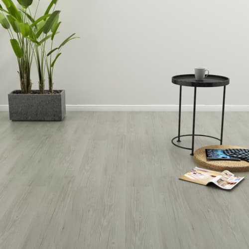 Självhäftande golvplankor 4,46 m² 3 mm PVC grå