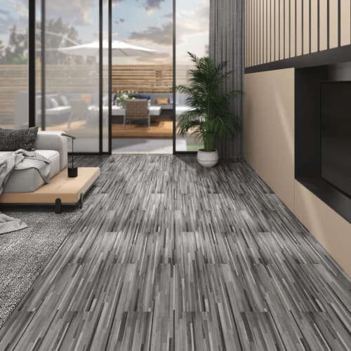 Ej självhäftande PVC-golvplankor 5,26 m² 2 mm grårandig