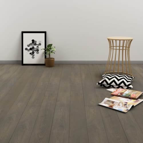 Självhäftande golvplankor 4,46 m² 3 mm PVC grå och brun
