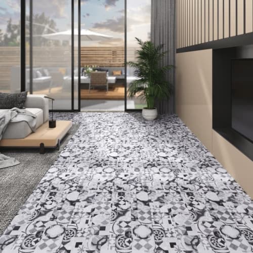 Golvbrädor PVC 4,46 m² 3 mm självhäftande grå mönster