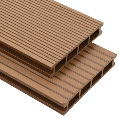 WPC ihåliga golvplattor med tillbehör 16 m² 2,2 m teak