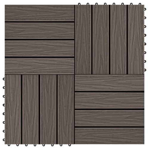 Trall 11 st djupt mönster WPC 30x30 cm 1 kvm mörkbrun