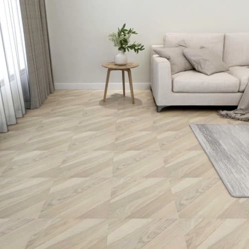 Självhäftande golvplankor 20 st PVC 1,86 m² beige ränder