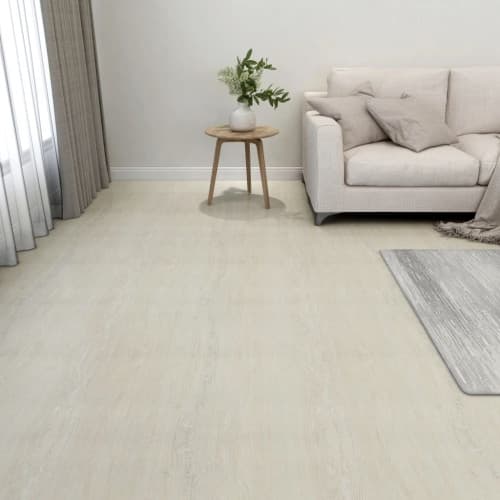 Självhäftande golvplankor 55 st PVC 5,11 m² gräddvit