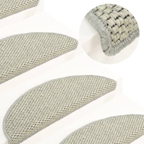 Trappstegsmattor självhäftande sisal 15 st 56x17x3 cm ljusgrön