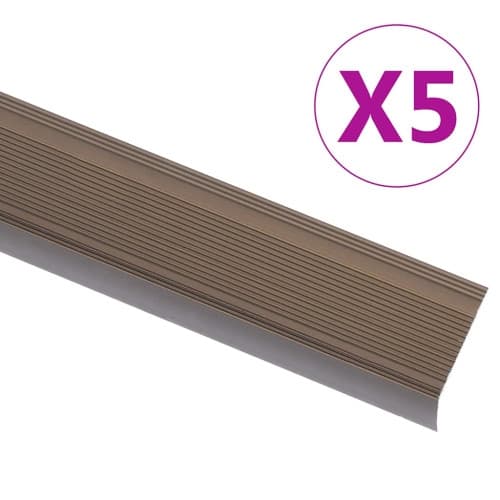 L-formade halkskydd för trapp 5 st aluminium 100 cm brun
