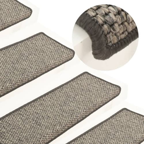 Trappstegsmattor självhäftande sisal 15 st 65x21x4 cm grå beige