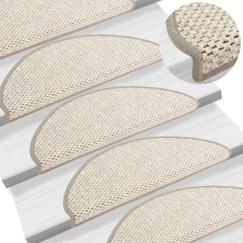 Trappstegsmattor självhäftande sisal 15 st 65x21x4 cm gråvit