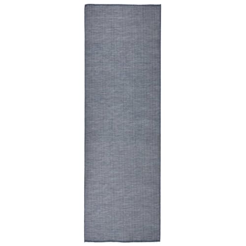 Utomhusmatta plattvävd 80x250 cm blå